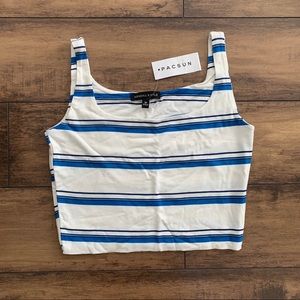 Kendall & Kylie Blue Striped Tank Top